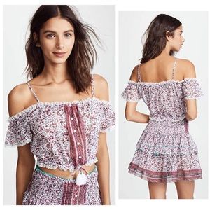 Poupette St Barth Cold-Shoulder Crop Top